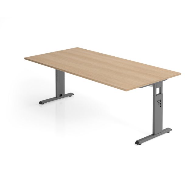 Bureau avec piètement en C - Plateau chêne - 200x100 cm - Hammerbacher