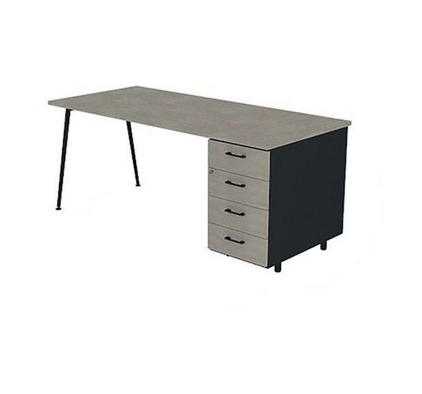Bureau avec plateau 140x80 cm avec caisson HB 4 tiroirs Solal - Quadrifoglio