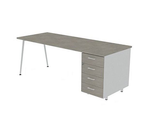 Bureau avec plateau 160x80 cm avec caisson HB 6 tiroirs Solal - Quadrifoglio