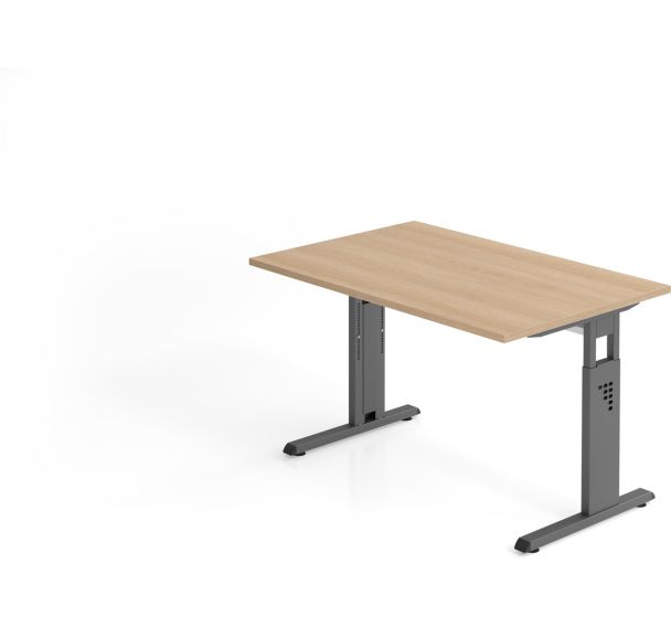 Bureau carré à piètement C - Plateau chêne - 120x80cm - Hammerbacher