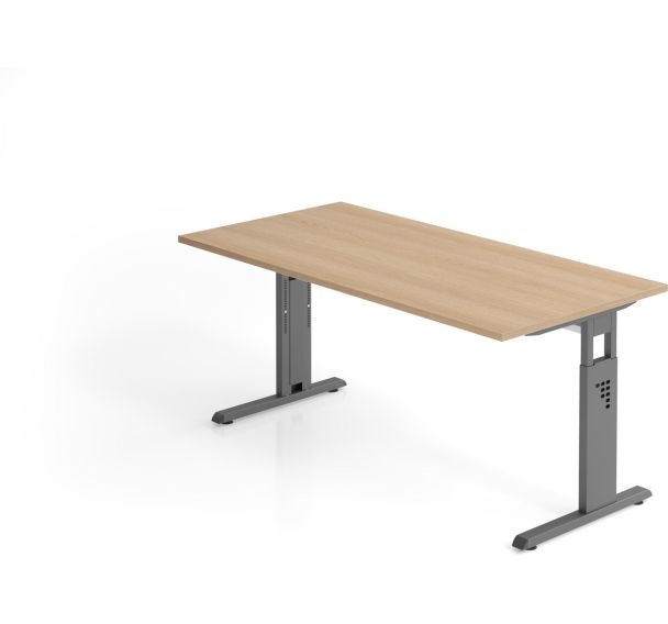 Bureau carré à piètement C - Plateau chêne - 160x80cm - Hammerbacher