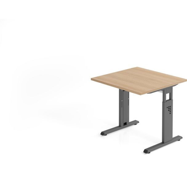 Bureau carré à piètement en C - Plateau chêne - 80x80cm - Hammerbacher