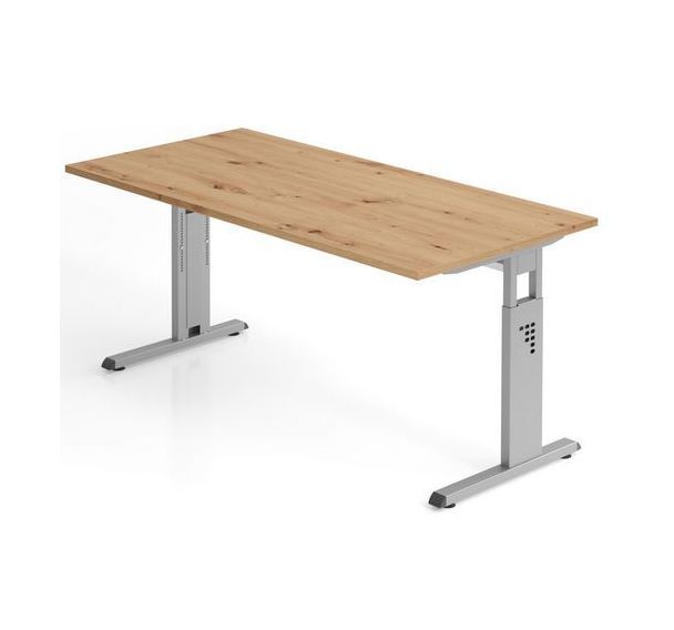 Bureau chêne noueux 160cm piètement alu - Gamme Minos