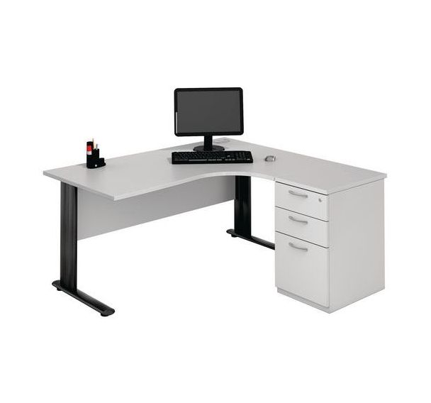 Bureau compact avec caisson - Gris clair/Anthracite - Manutan Expert
