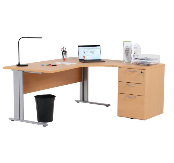 Bureau compact avec caisson - Hêtre - Manutan Expert