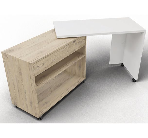 Bureau compact mobile avec plateau coulissant ép.25 mm