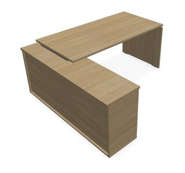 Bureau de direction avec retour porteur en mélaminé Moka - Eol