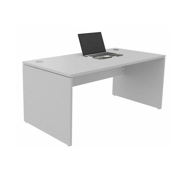 Bureau droit - Piétement panneau - Gris - Manutan Expert