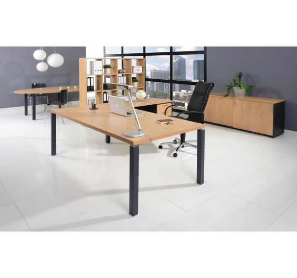 Bureau droit City 200 x 100 cm coloris chêne/carbone