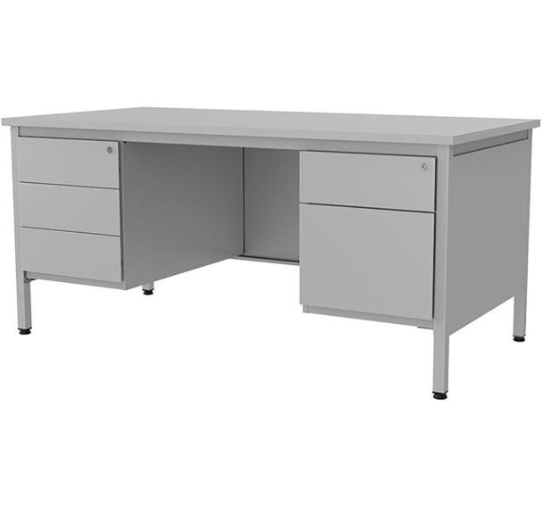 Bureau droit Confort 2 - Avec 2 caissons - Gris clair