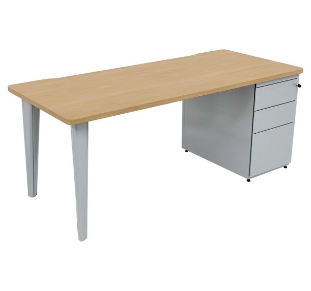 Bureau droit Evidence avec caisson porteur et 2 pieds Vinco