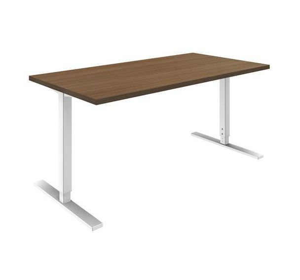 Bureau droit en noyer pieds ajustables - IDEA