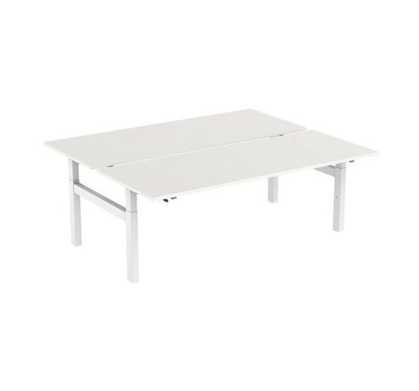 Bureau droit ergonomique Bench à manivelle 2 places piètement en H - Kelli