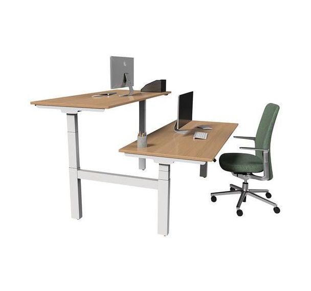 Bureau droit ergonomique Bench électrique 2 places - Kelli