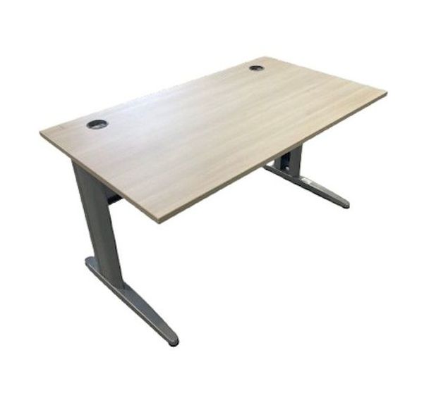 Bureau droit reconditionné - Bois 140x80x74 - Pied gris