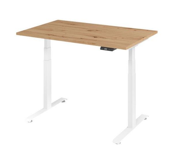 Bureau électrique 120 x 80 cm piétement Blanc - Manutan Expert