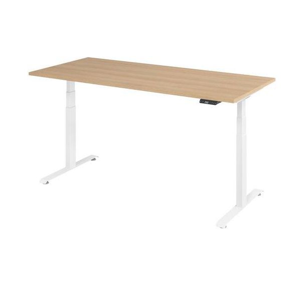 Bureau électrique 180 x 80 cm piétement Blanc - Manutan Expert