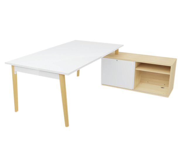 Bureau plateau en mélaminé avec retour porteur droit Robin - Eol