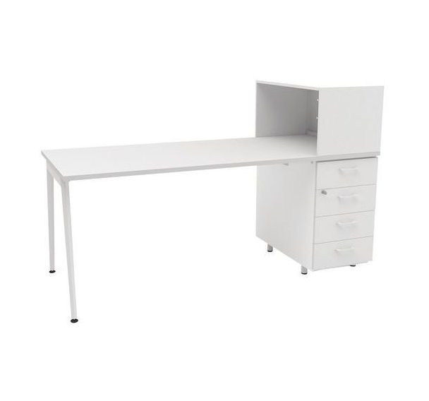 Bureau pour télétravail avec rangement Ara X3 - Blanc