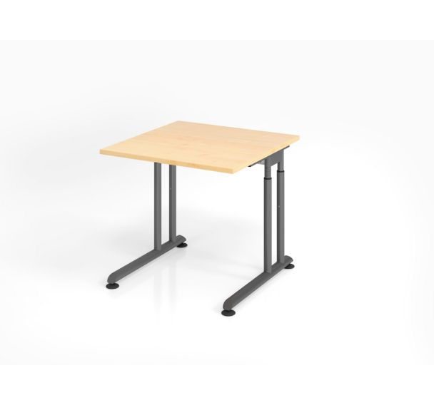 Bureau réglable en hauteur piètement en C - 80x80 cm - Hammerbacher