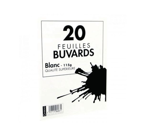CAMBRIDGE Pochette de 20 Buvards 16x21cm Epaisseur 115g Blanc
