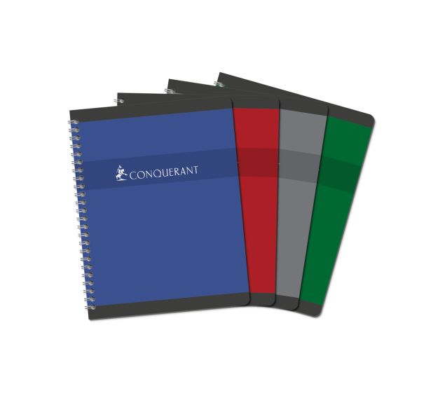 CONQUERANT Cahier 17x22cm Grands Carreaux Seyès 180 Pages Reliure Intégrale Couverture Carte Coloris Assortis