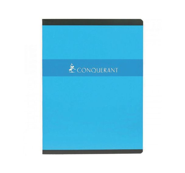 CONQUERANT Cahier 24x32cm Grands Carreaux Seyès 96 Pages Agrafées Couverture Carte Coloris Assortis