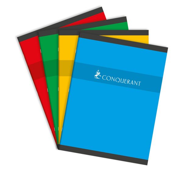 CONQUERANT Cahier 24x32cm Uni 96 Pages Agrafées Couverture Carte Coloris Assortis