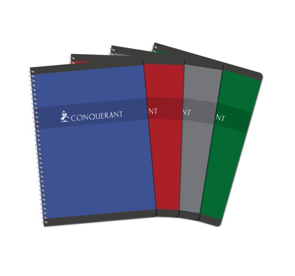CONQUERANT Cahier A4 Petits Carreaux 5mm 100 Pages Reliure Intégrale Couverture Carte Coloris Assortis