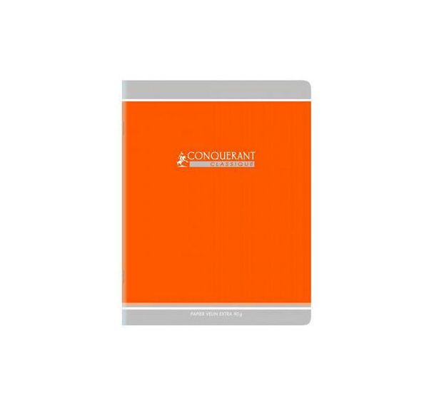 CONQUERANT Cahier Classique 17x22cm Grands Carreaux Seyès 32 Pages Agrafées Couverture Carte Recyclée Coloris Assortis