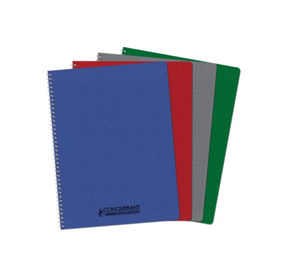 CONQUERANT Cahier Classique A4 Grands Carreaux Seyès 180 Pages Reliure Intégrale Couverture Polypro Coloris Assortis