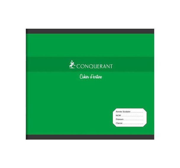 CONQUERANT Cahier Maternelle 17x14,7cm Double Ligne 5mm 24 Pages Agrafées Couverture Carte Vert