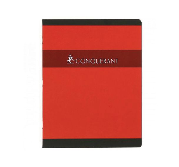 CONQUERANT Cahier de Devoirs 17x22cm Grands Carreaux Seyès 48 Pages Agrafées Couverture Carte Coloris Assortis