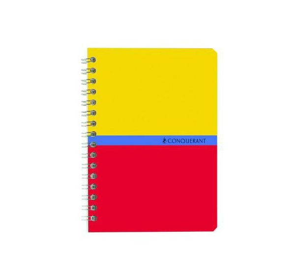 CONQUERANT Carnet A6 Petits Carreaux 5mm 100 Pages Reliure Intégrale Couverture Carte Recyclée Coloris Assortis