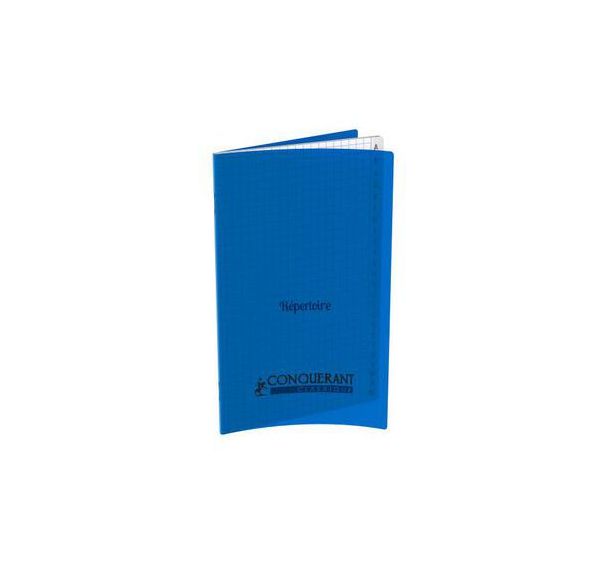CONQUERANT Classique Répertoire 11x17cm Grands Carreaux Seyès 96 Pages Agrafées Couverture Polypro Bleu
