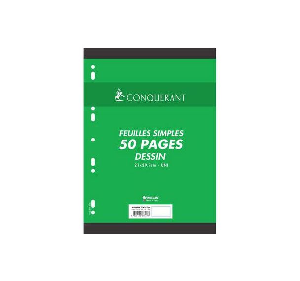 CONQUERANT Feuilles Simples A4 50 Pages Unies Sous Film Blanches