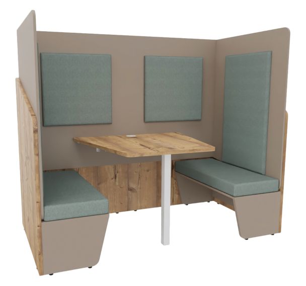 Cabine box double avec banquettes et table centrale Calme - Buronomic