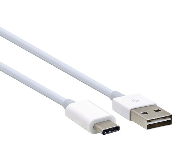 Câble data USB-A 2.0 réversible vers USB Type C - Blanc - Moxie