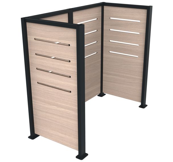 Cache conteneurs ROKIM 3 pans lames bois/métal - BUTON DESIGN