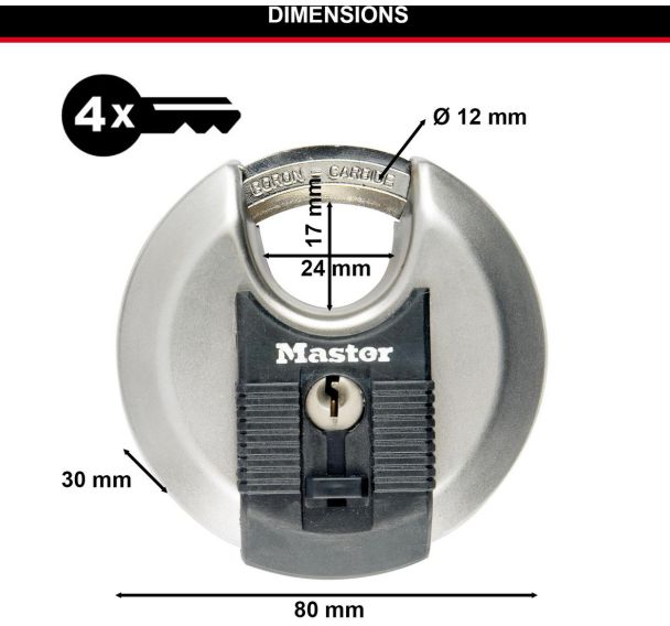 Cadenas à clés en inox Excell rond M50EURDCC - Master Lock
