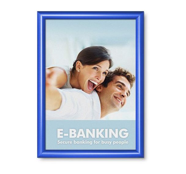 Cadre clic-clac aluminium avec coin pointu - bleu - Manutan Expert