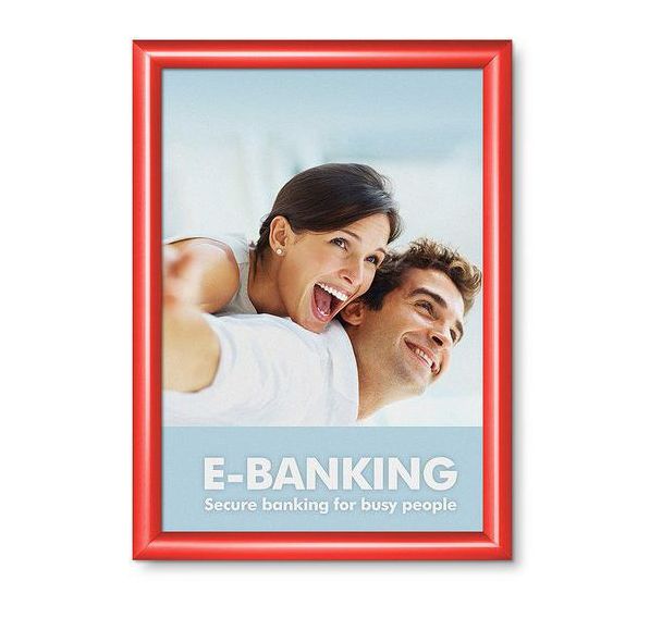 Cadre clic-clac aluminium avec coin pointu - rouge - Manutan Expert