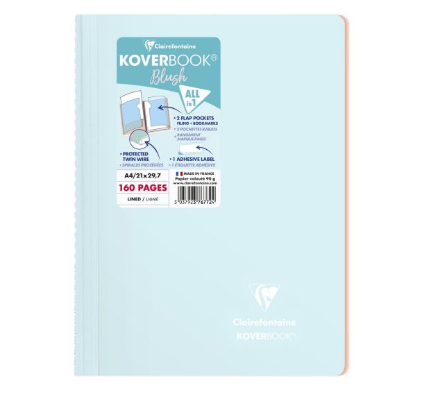 Cahier A4 intégral koverbook blush ligné 160 pages - Clairefontaine
