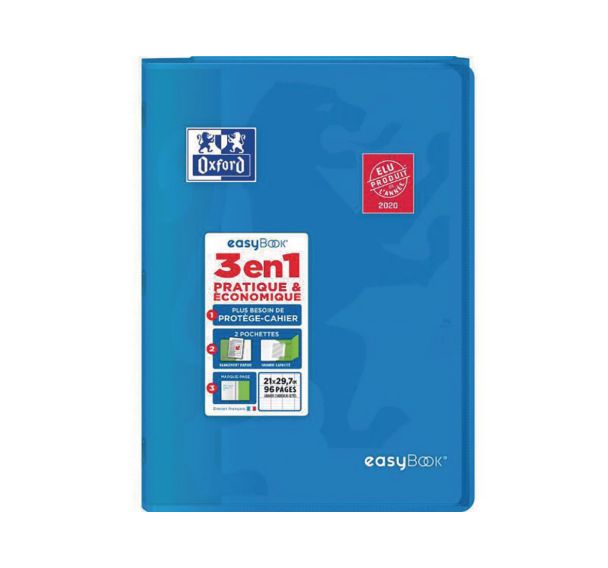 Cahier easybook 96 pages agrafées A4 grands carreaux seyès - Oxford