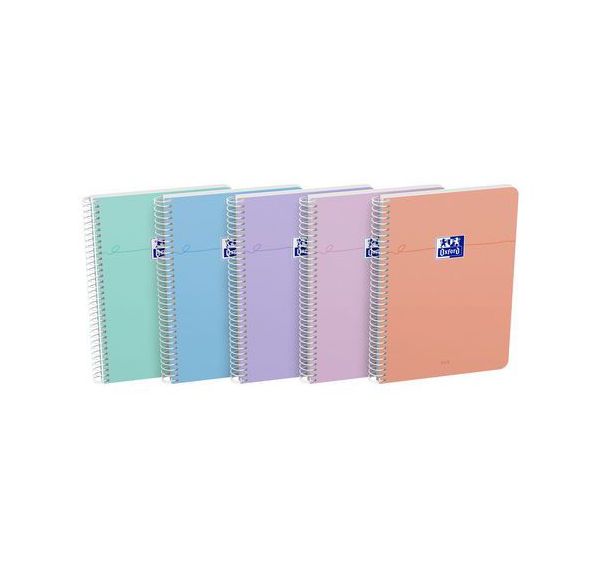 Cahier Oxford Smart Spirale 155x215 160P Q5/5 assorti Pastel