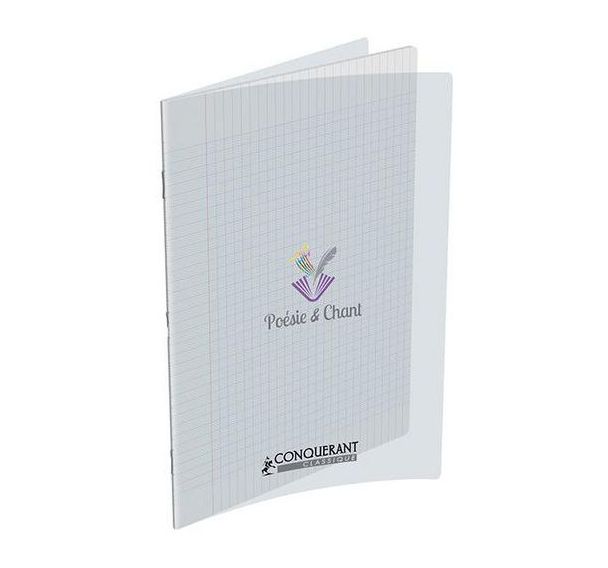 Cahier de poésie piqûre couverture polypropylène blanche translucide 48 pages 24x32 cm