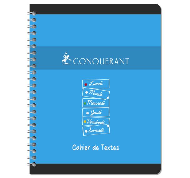 Cahier de texte hélicoïdal couleur 70g 17x22 cm 124 pages seyes
