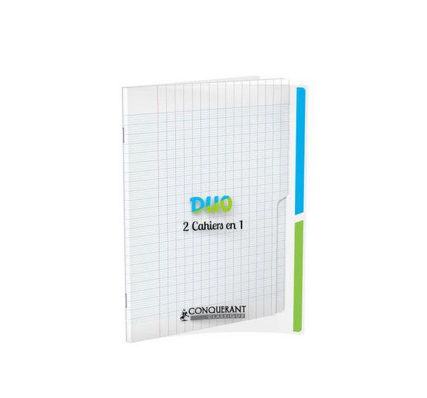 Cahier duo '2 en 1' couverture polypropylène piqûre 96 pages seyes 90g 17x22cm