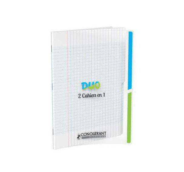 Cahier duo '2 en 1' couverture polypropylène piqûre 96 pages seyes 90g 24x32cm