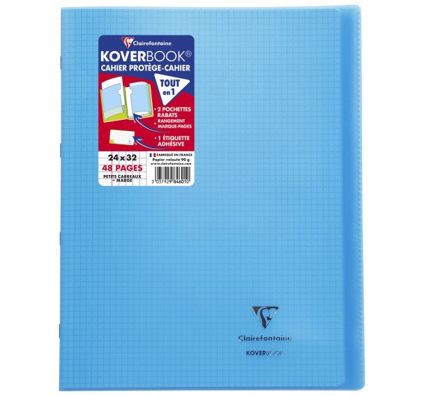 Cahier piqué Koverbook 24x32 cm 5/5 + marge 48p - Clairefontaine